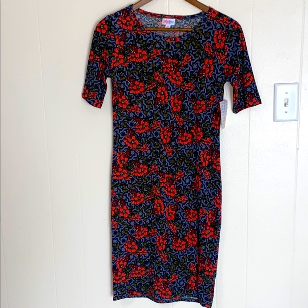 NWT LuLaRoe Julia Dress Floral Multicolor Design Size XS - Picture 7 of 8